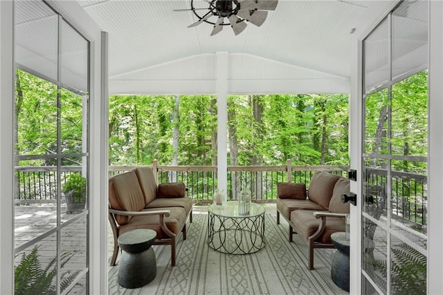 4152 Club Dr NE, Atlanta, GA 30319 - sunroom featuring an outdoor living space, a ceiling fan, and plenty of natural light