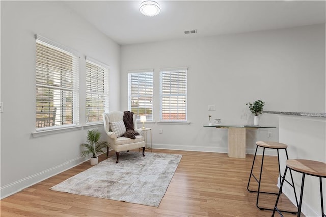 living area featuring light wood-type flooring