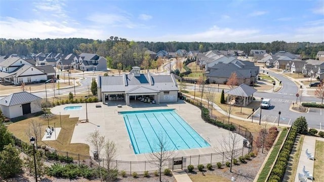 5424 Gallagher Ct, Powder Springs, GA 30127 - community pool featuring a residential view, fence, and a patio
