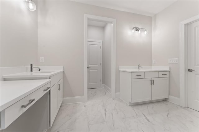 1025 Liberty Springs Dr, Woodstock, GA 30188 - bathroom with marble finish flooring and two vanities