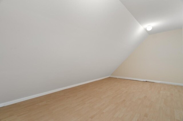 additional living space with lofted ceiling and light wood-type flooring