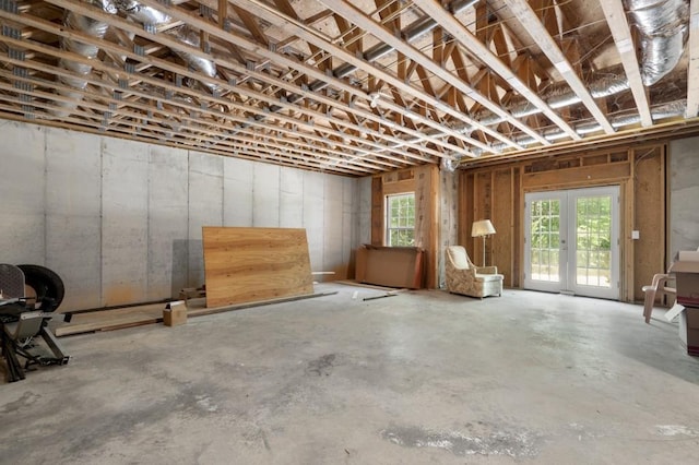 basement with french doors