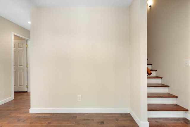 staircase featuring wood-type flooring