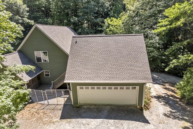 exterior space featuring a garage