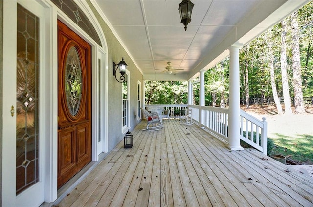 deck featuring ceiling fan