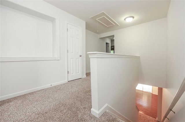 5260 Sherwood Way, Cumming, GA 30040 - hall featuring an upstairs landing, baseboards, and carpet flooring