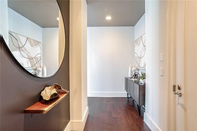 hall featuring dark hardwood / wood-style floors