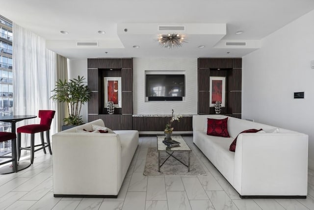 living room featuring expansive windows