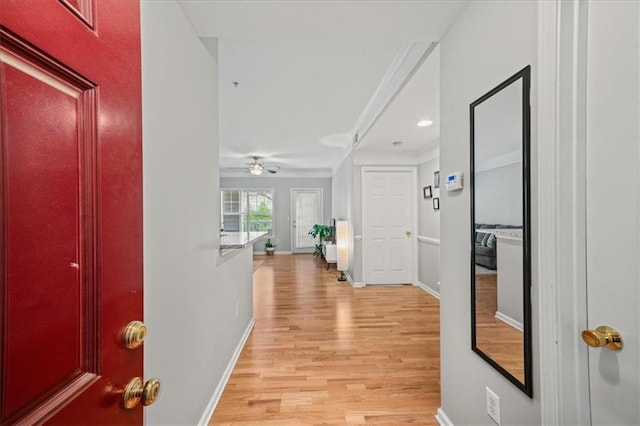 2700 Pine Tree Rd NE Unit 1214, Atlanta, GA 30324 - hall with baseboards, crown molding, and light wood-style floors