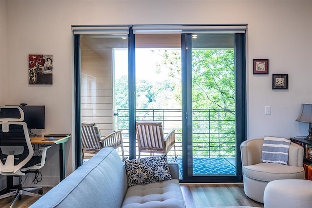 interior space featuring a wealth of natural light and wood finished floors