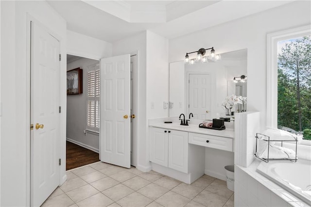 6219 Creekstone Path, Cumming, GA 30041 - bathroom with tile patterned flooring, vanity, and a garden tub