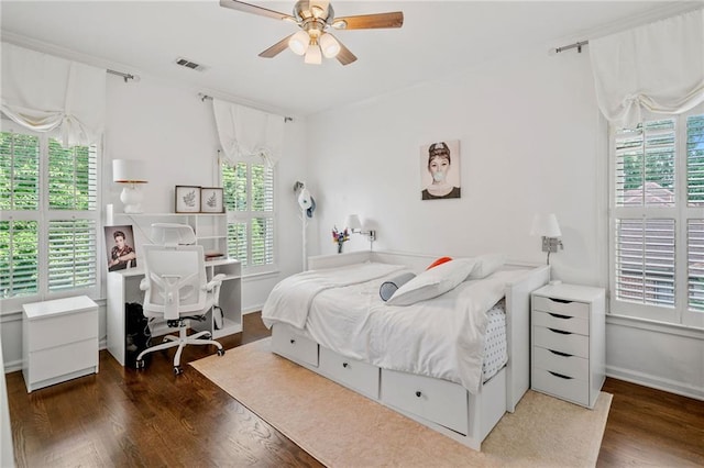 6219 Creekstone Path, Cumming, GA 30041 - bedroom with wood finished floors, ceiling fan, and baseboards