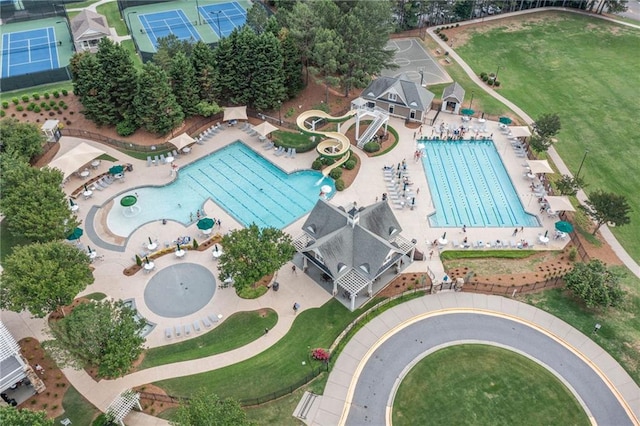 6219 Creekstone Path, Cumming, GA 30041 - aerial overview of property's location featuring a pool