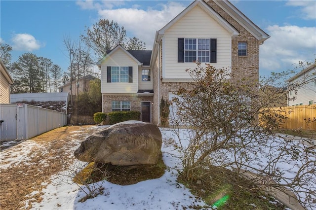 view of snow covered property