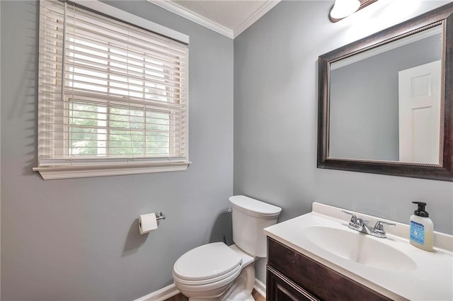 2165 Shillings Chase Dr NW, Kennesaw, GA 30152 - bathroom featuring toilet, ornamental molding, and vanity
