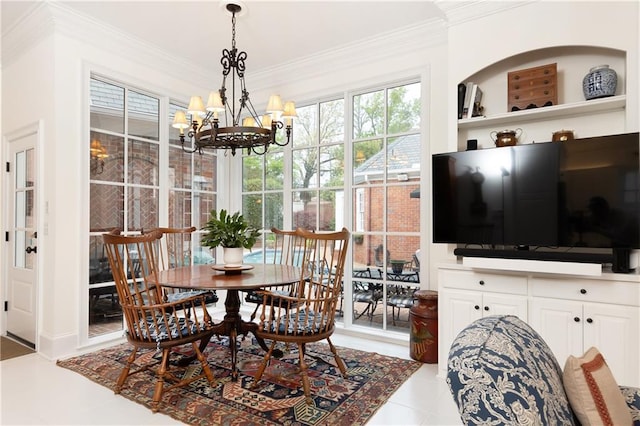 3022 Loridan Way SE, Atlanta, GA 30339 - dining space featuring a chandelier, crown molding, and tile patterned floors