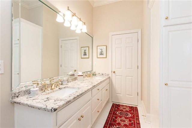 3022 Loridan Way SE, Atlanta, GA 30339 - bathroom featuring double vanity, crown molding, and tile patterned floors
