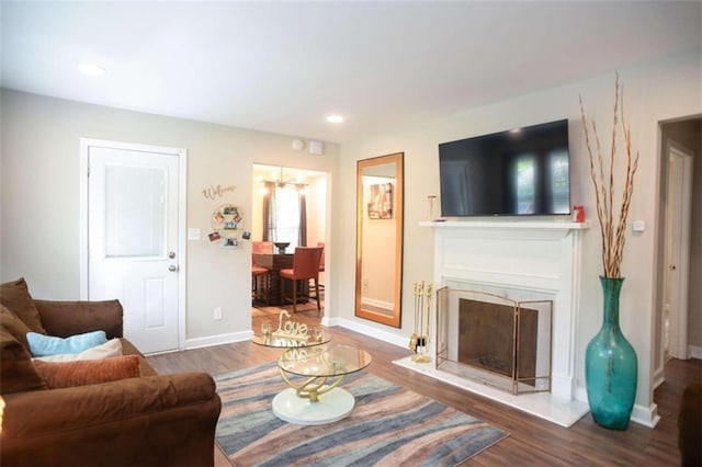 living room featuring wood-type flooring