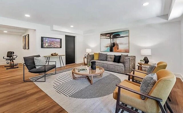 living room featuring light hardwood / wood-style floors