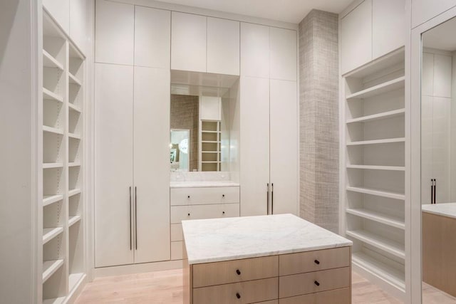 walk in closet featuring light wood-type flooring