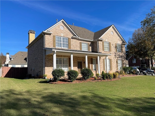 view of front of property with a front lawn