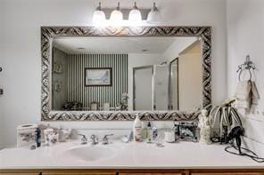144 Bobs Dr SW, Mableton, GA 30126 - bathroom featuring vanity and a shower with shower door