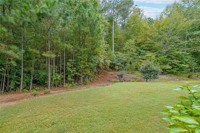 view of yard featuring a view of trees