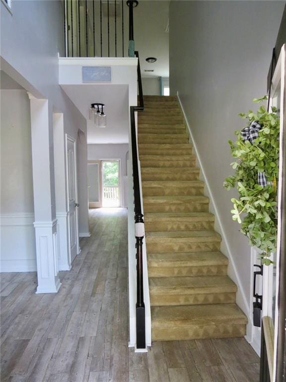58 Torero Trl, Newnan, GA 30263 - staircase featuring wood finished floors