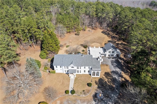 drone / aerial view with a forest view