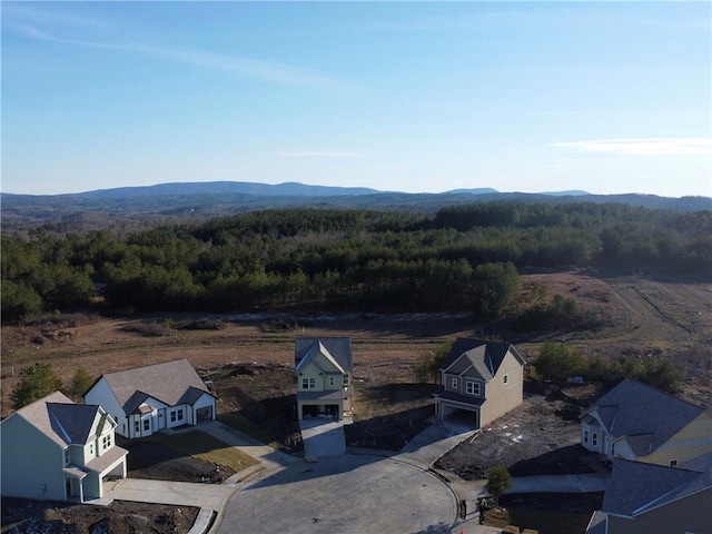 aerial view with a mountain view