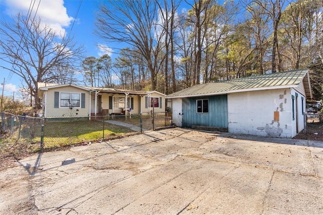 view of single story home