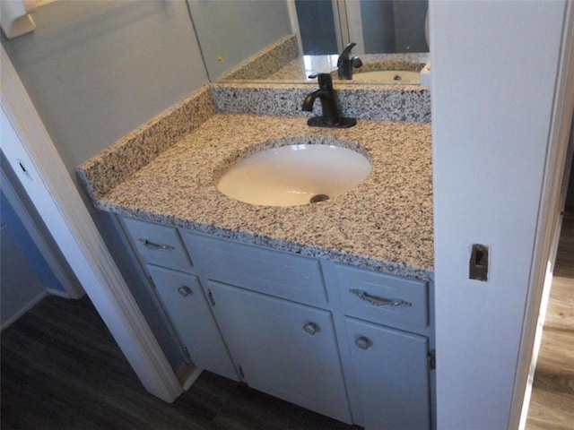 bathroom featuring vanity and wood-type flooring