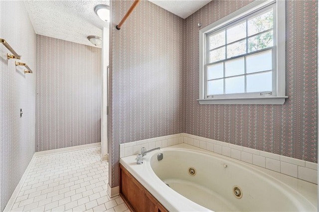 full bath featuring a jetted tub and tile patterned flooring