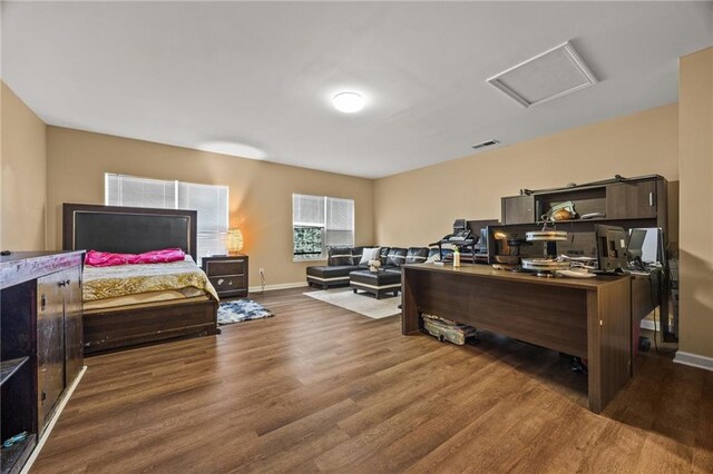 1230 Brook Meadow Ct, Lawrenceville, GA 30045 - bedroom featuring wood finished floors, attic access, and baseboards
