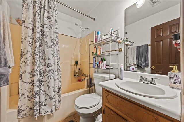 1230 Brook Meadow Ct, Lawrenceville, GA 30045 - bathroom featuring shower / tub combo, toilet, vanity, and tile patterned floors