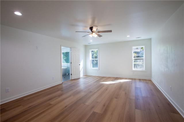 1342 Carter Rd, Decatur, GA 30030 - empty room with ceiling fan, wood finished floors, baseboards, and recessed lighting