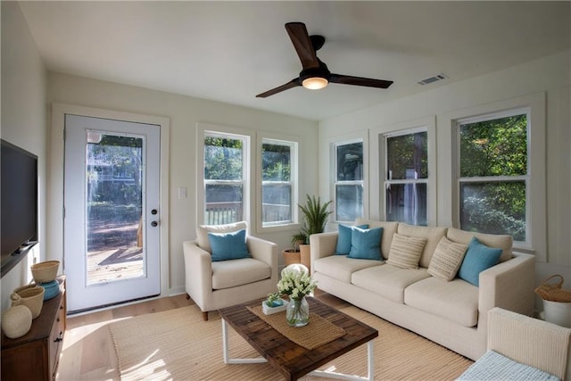 1342 Carter Rd, Decatur, GA 30030 - living room with ceiling fan and light wood finished floors