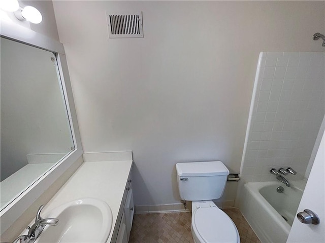 full bathroom featuring vanity, toilet, and shower / bathtub combination