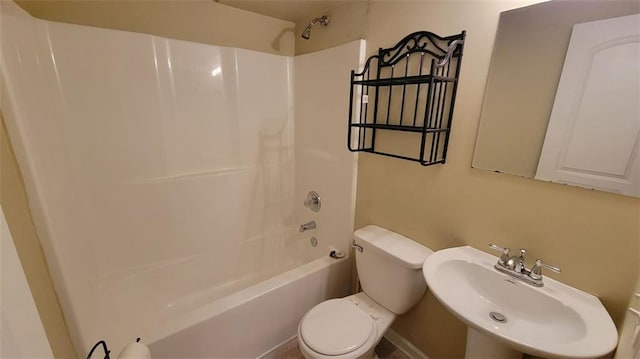 full bathroom featuring shower / washtub combination, toilet, and sink