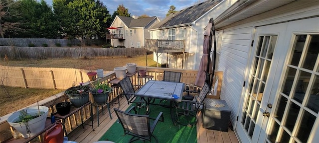 wooden deck with french doors