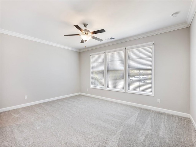 4905 Sterling Close, Buford, GA 30518 - spare room with baseboards, ceiling fan, ornamental molding, and carpet flooring