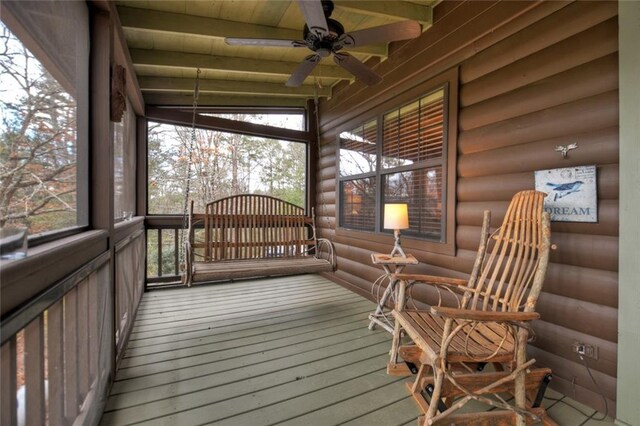 97 Doyle Carder Pkwy, Blue Ridge, GA 30513 - wooden terrace with a ceiling fan