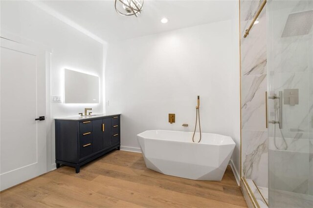 bathroom featuring hardwood / wood-style floors and vanity