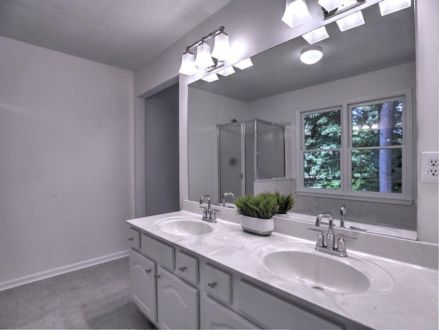 750 Whitehall Way, Roswell, GA 30076 - full bathroom with a stall shower, double vanity, and tile patterned flooring