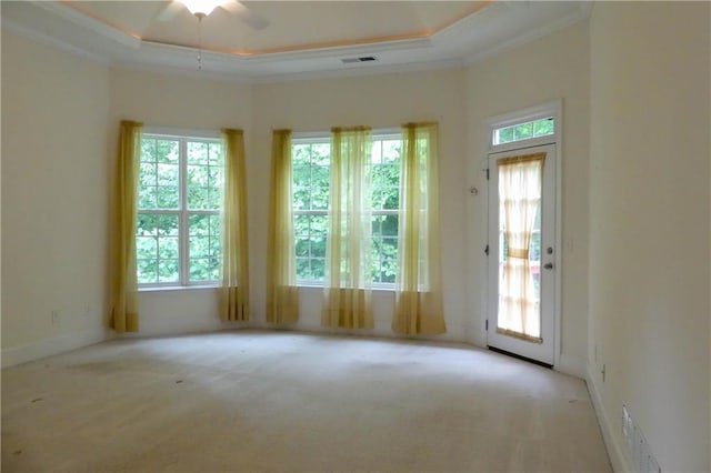 430 English Ivy Way, Woodstock, GA 30188 - carpeted spare room featuring plenty of natural light, crown molding, a raised ceiling, and ceiling fan