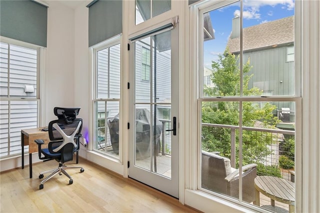 office featuring healthy amount of natural light and wood finished floors