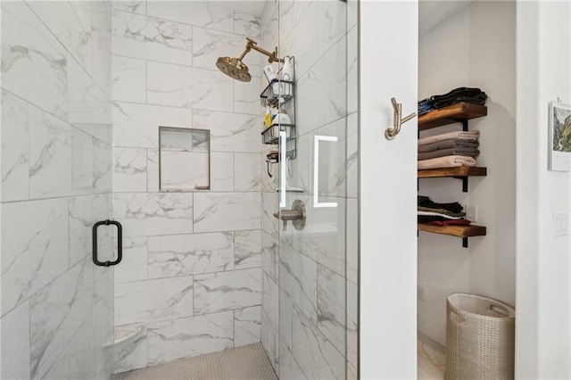 bathroom featuring a stall shower