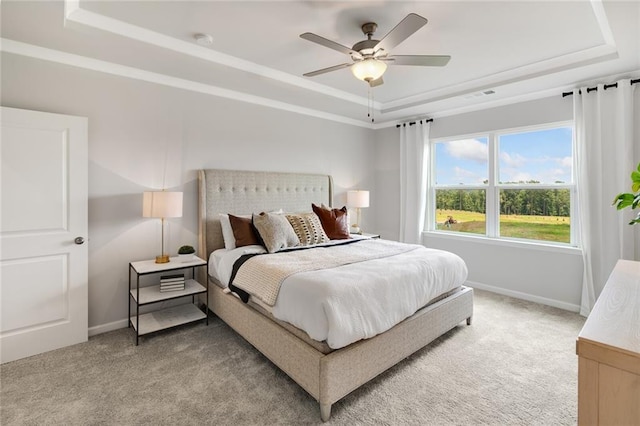861 Pineberry Ct, Grayson, GA 30017 - bedroom with a raised ceiling, light colored carpet, and ceiling fan