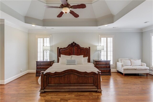 1485 Rolling Links Dr, Alpharetta, GA 30004 - bedroom featuring multiple windows, recessed lighting, baseboards, wood finished floors, and crown molding