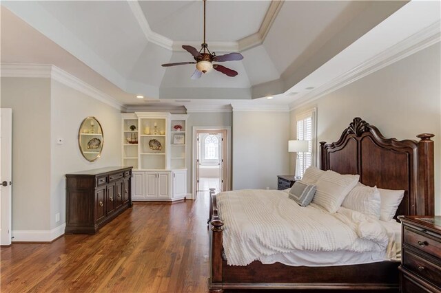 1485 Rolling Links Dr, Alpharetta, GA 30004 - bedroom with a raised ceiling, light wood-style flooring, a fireplace, recessed lighting, and ornamental molding